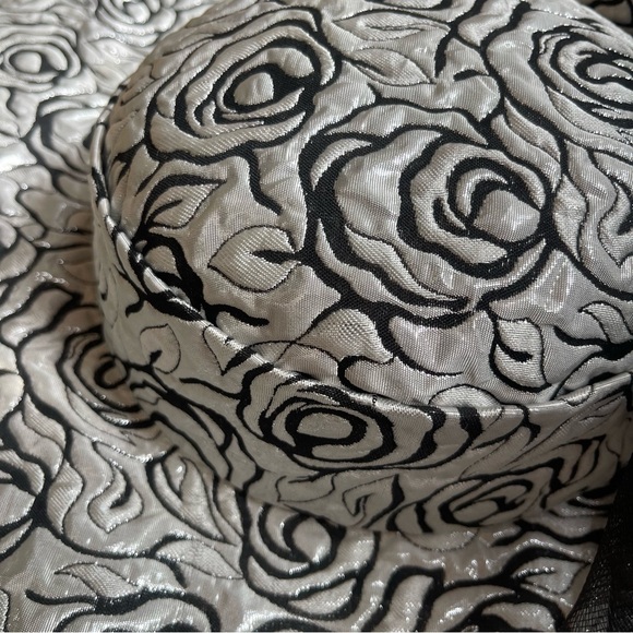 Ashro Large Brim Oversized Dramatic Derby Sunday Service Hat Black and White - Picture 7 of 14